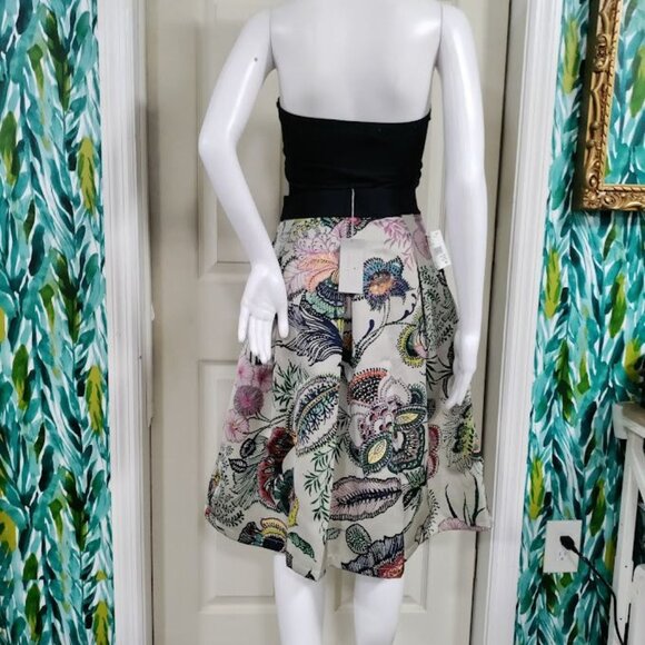 NWT Roberta Scarpa Whimsical Paisley Floral Elastic Waist Pleated Skirt Size 2 - Picture 3 of 16